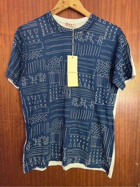 Marni Kids Blue White Print T-Shirt 14Y NWT